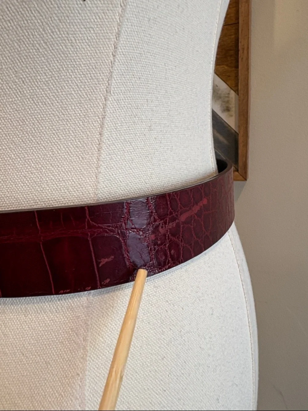 Vintage Ralph Lauren Burgundy Red Genuine American Alligator Leather Belt Medium